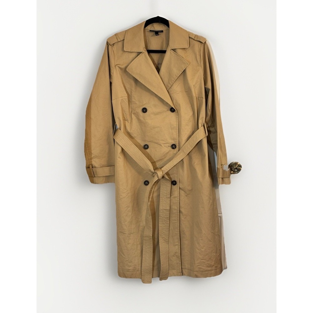 Lane Bryant Trench Coat  Double Breasted Cotton Spandex Womens‎ 14/16 Tan Belted